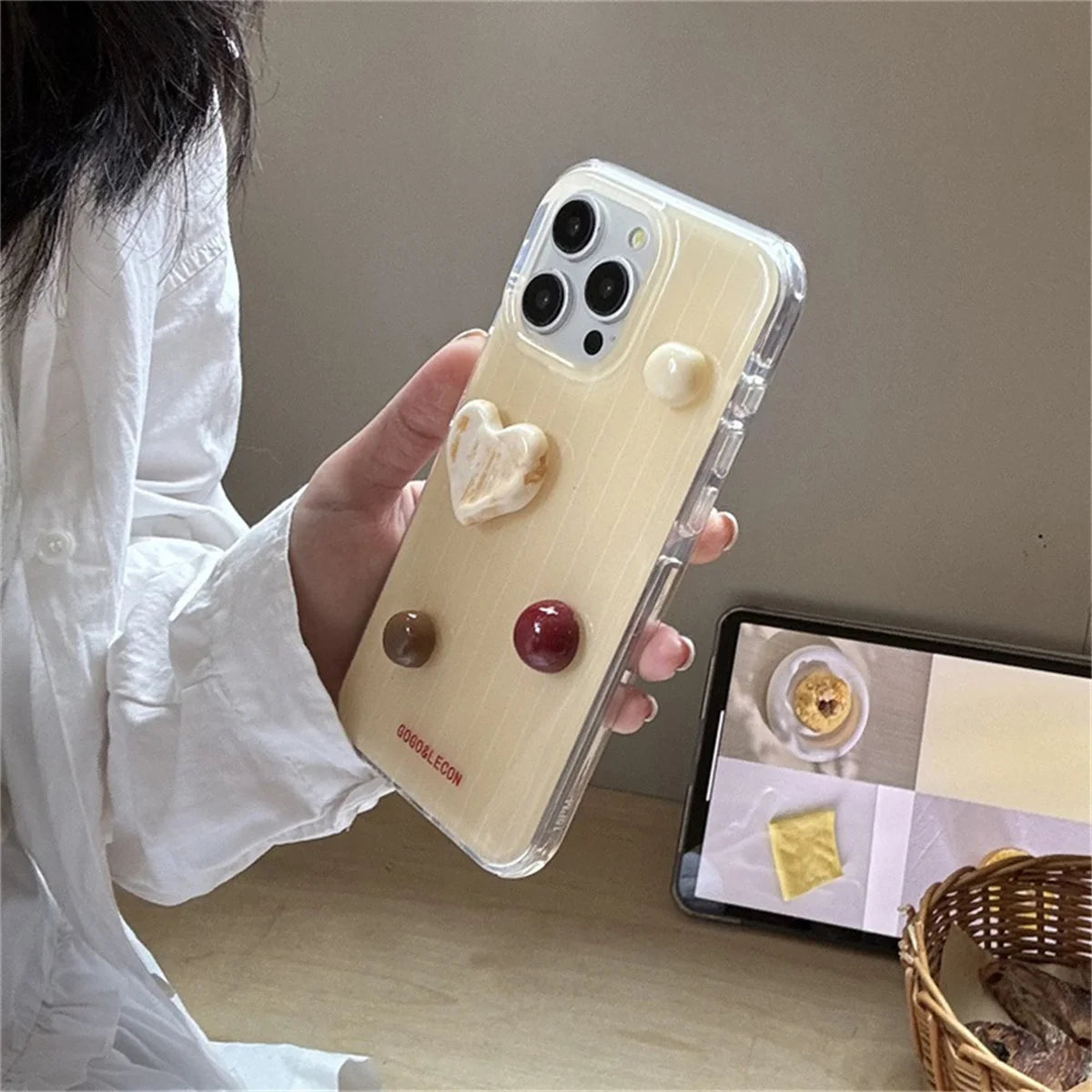 Simple Cute 3D Love Heart Striped Phone Case For iPhone