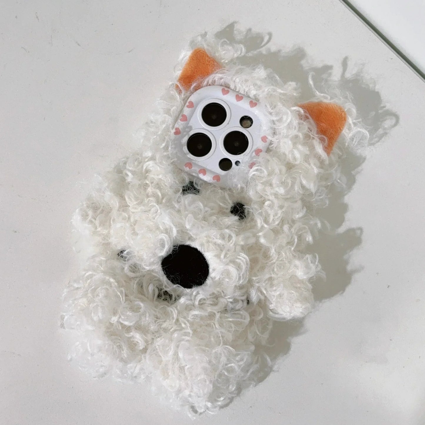 Cute Curly Puppy Plush Phone Case
