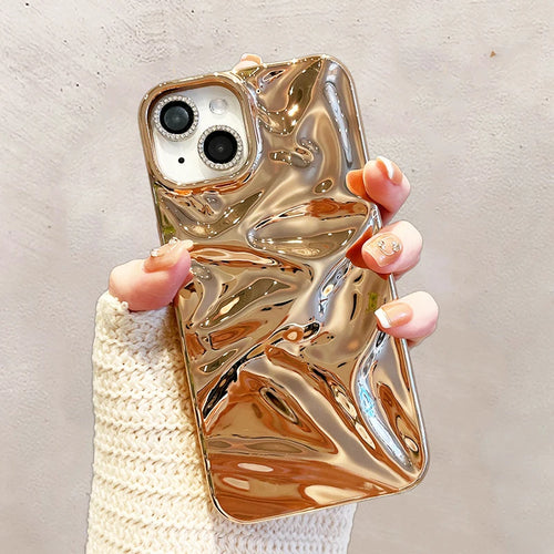 Fashion Plating Gold Wrinkle Meteorite Texture Phone Case