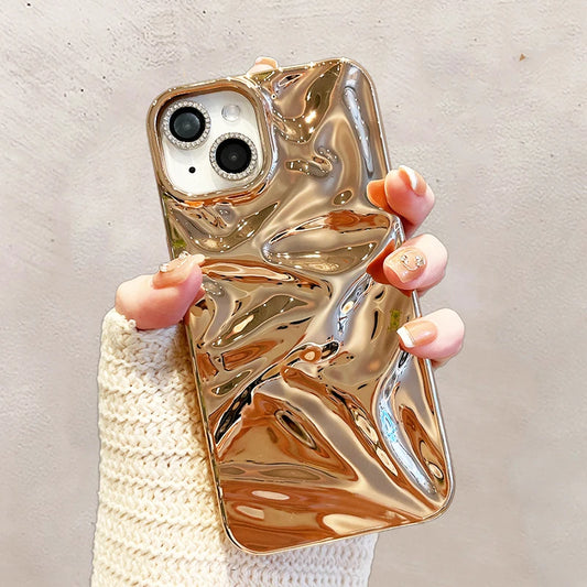 Fashion Plating Gold Wrinkle Meteorite Texture Phone Case
