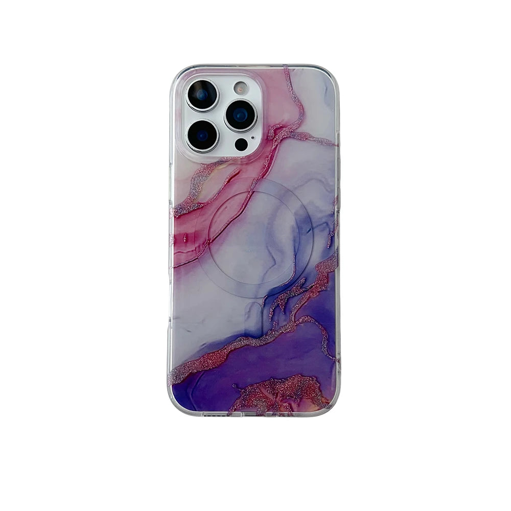 Luxury Marble Pattern Wireless Charging Magnetic Shockproof Protective Phone Case