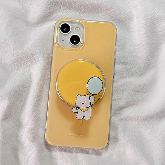 Cute Puppy Cartoon Dog Magnetic Grip Tok Phone Stand Holder Phone Case