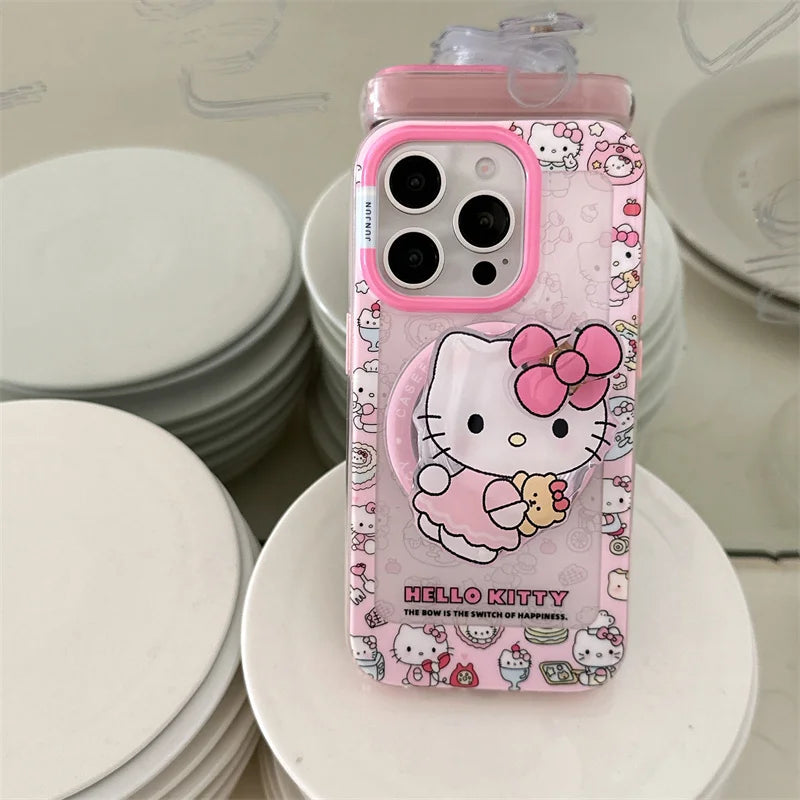 Korean Cute Pink Hello Kitty Magnetic Phone Case For iPhone