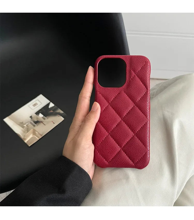 Retro Red Color Leather Phone Case