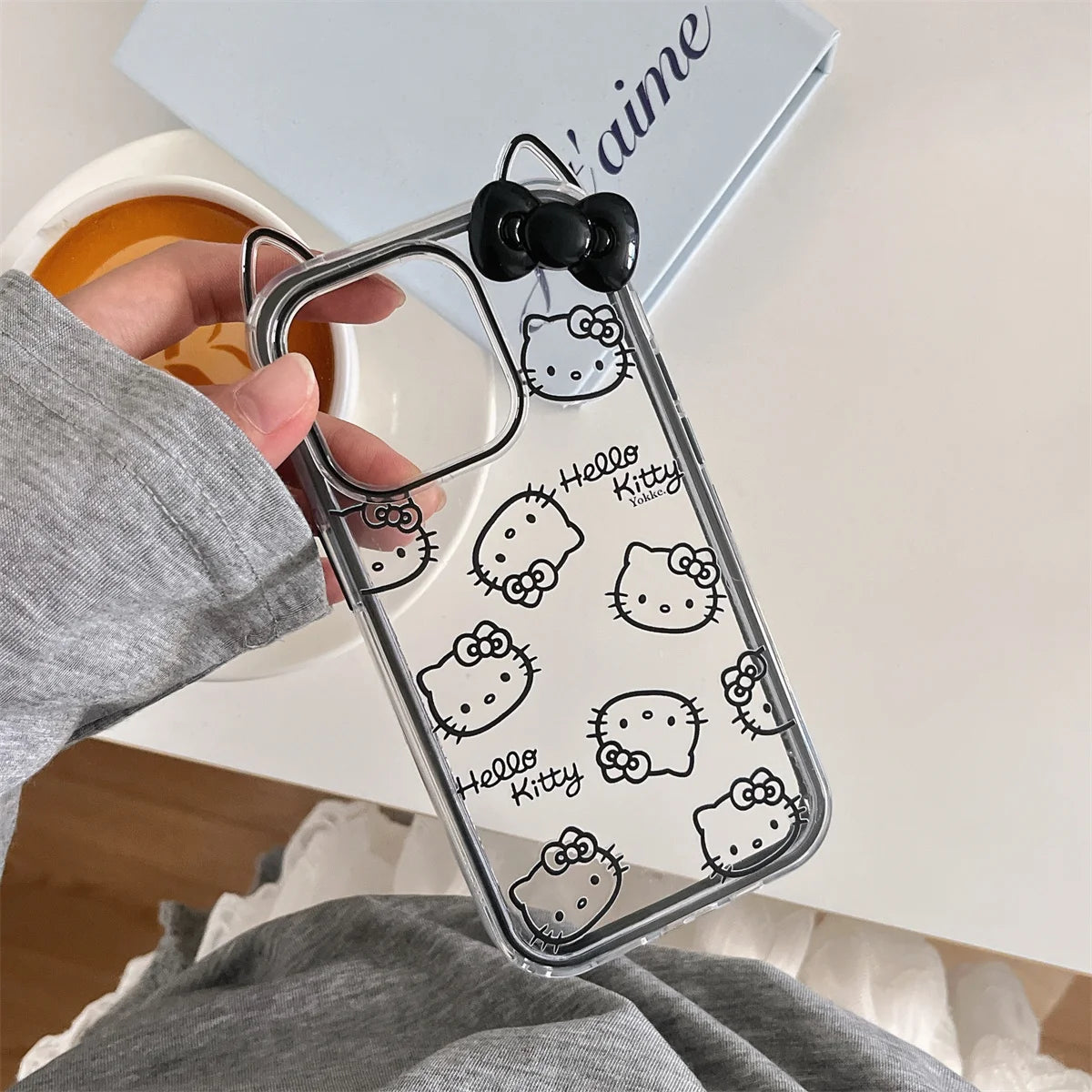 New Cute Cartoon Lines Of Cat Ears Cat Phone Case