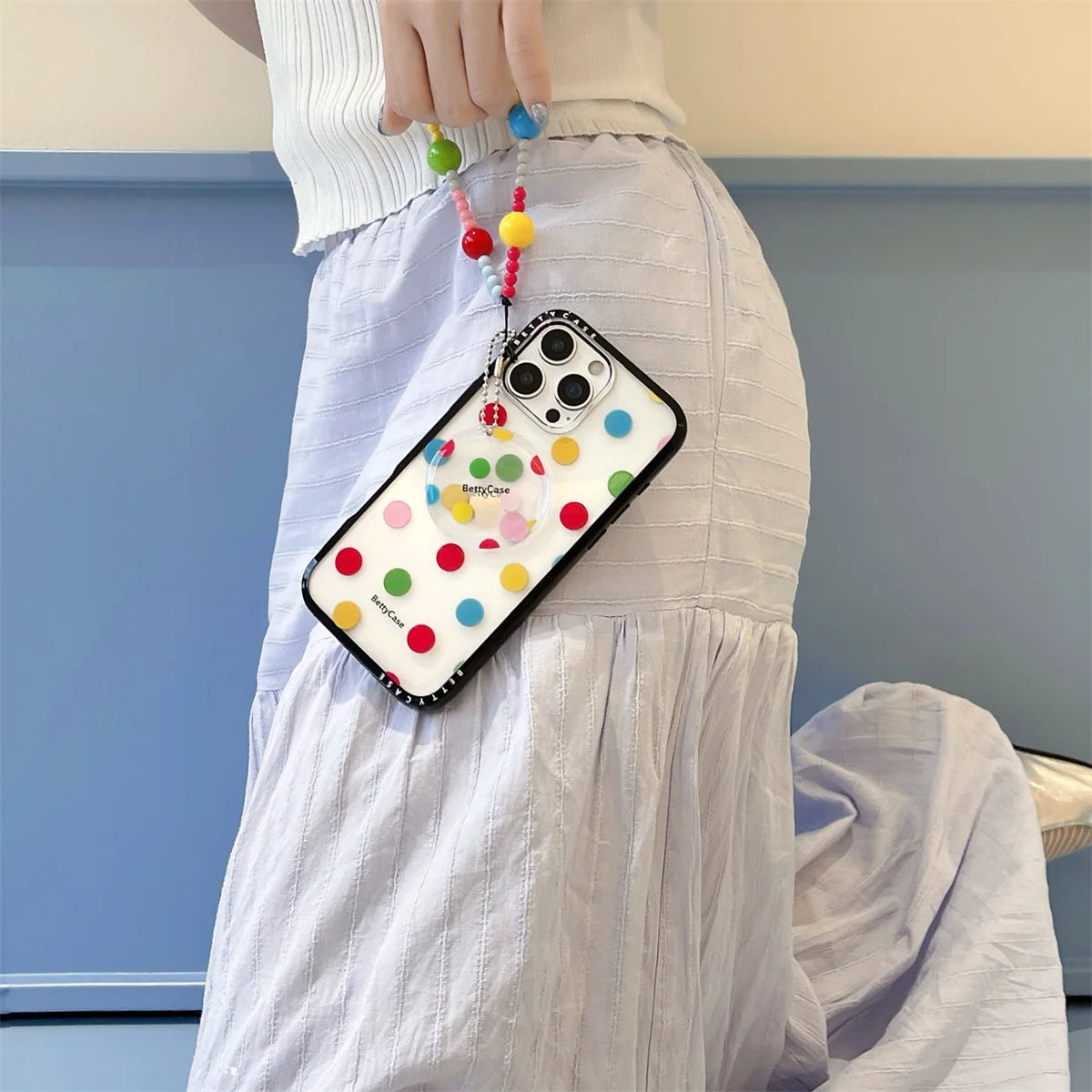 New Cute Cartoon Polka Dot Pendant Phone Case