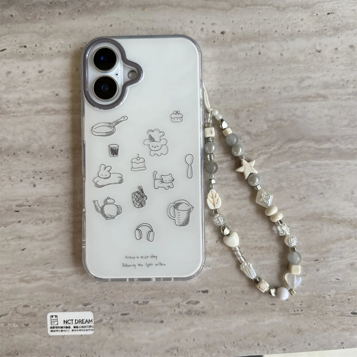 Grey Frame Line Drawing With Star Wrist Chain Chic Phone Case