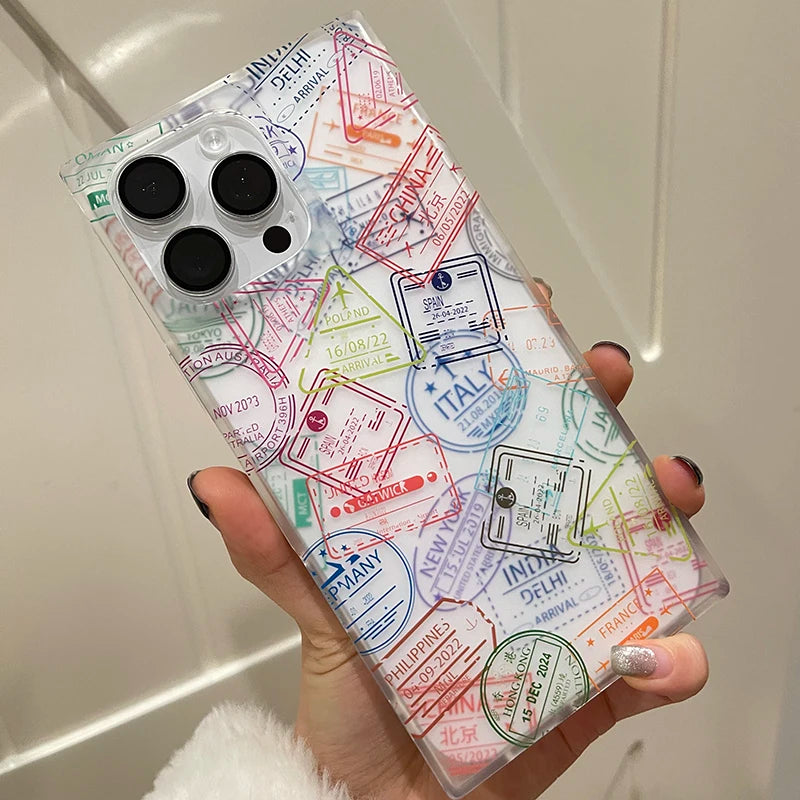 Stylish New York London Italy Sticker Labels Phone Case