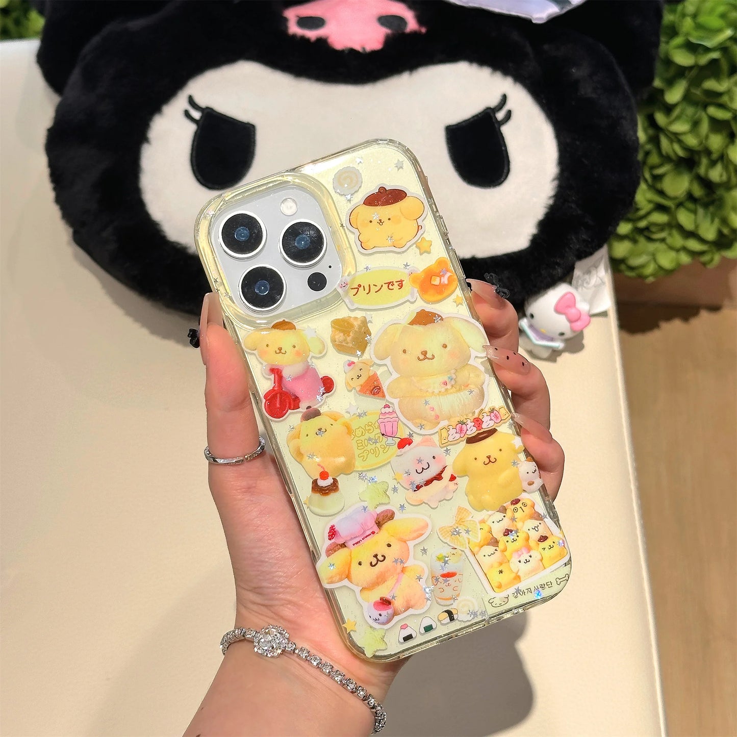 Cute Cinnamoroll Sticker series Bling Glitter Phone Case