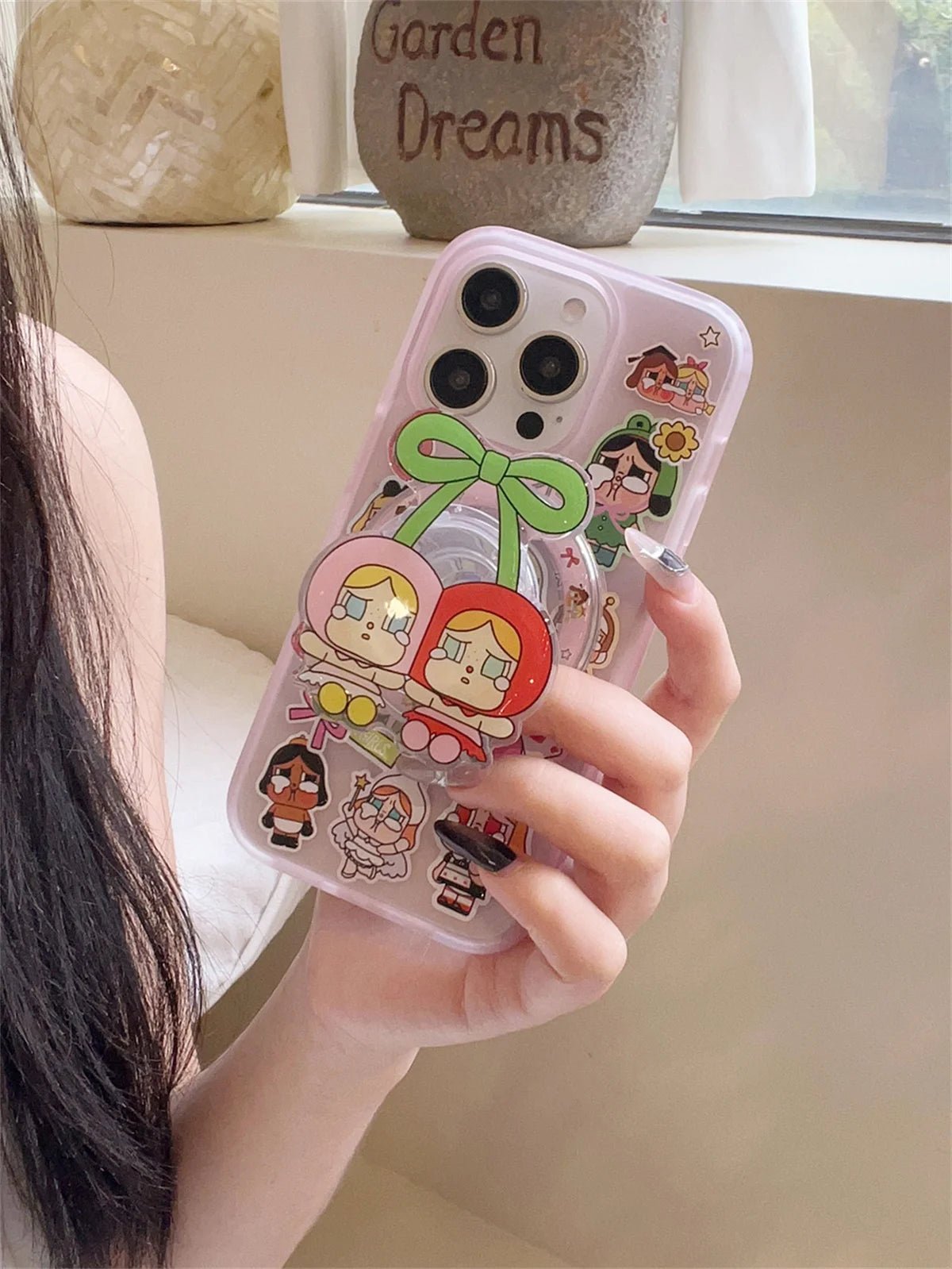 Cute Cartoon Cherry Girl Magnetic Phone Case