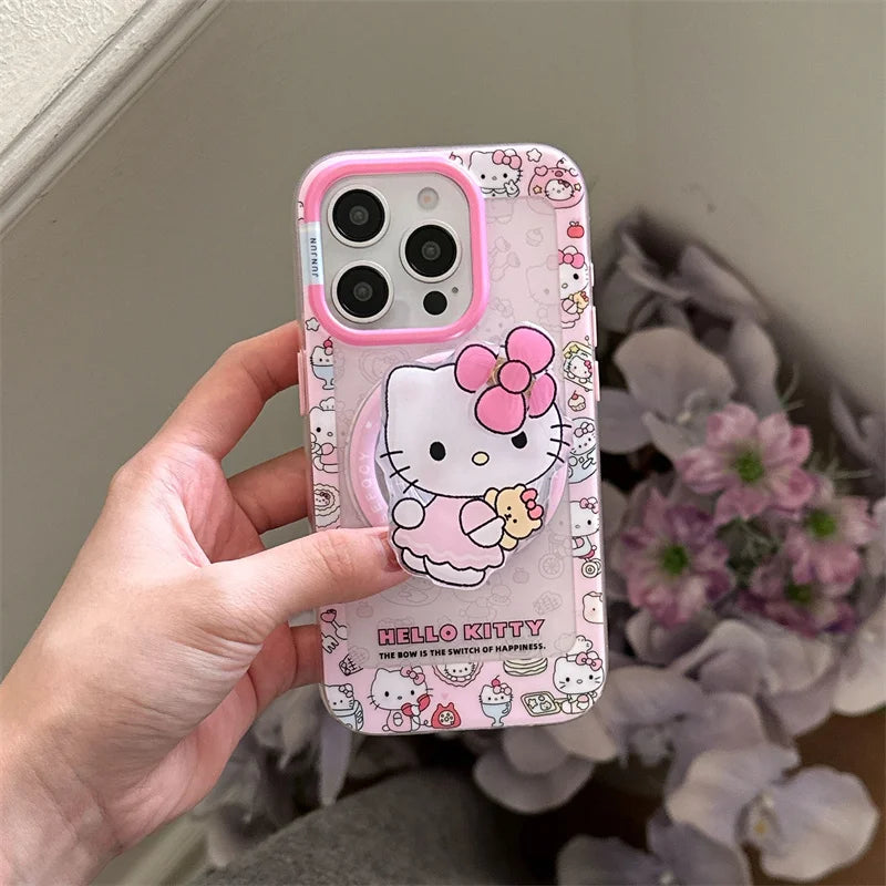 Korean Cute Pink Hello Kitty Magnetic Phone Case For iPhone