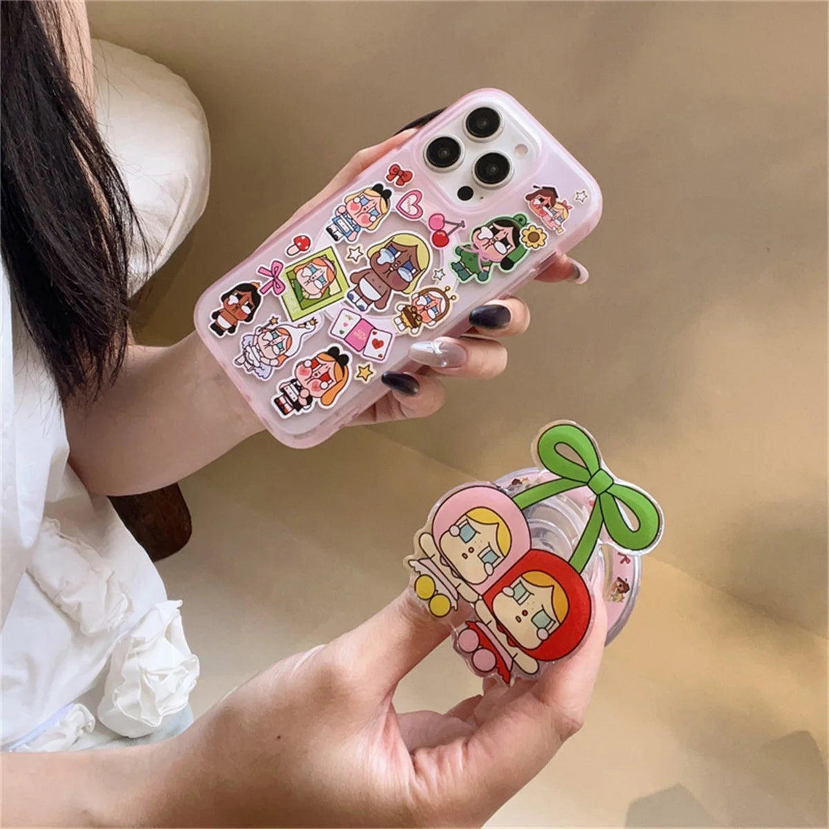 Cute Cartoon Cherry Girl Magnetic Phone Case