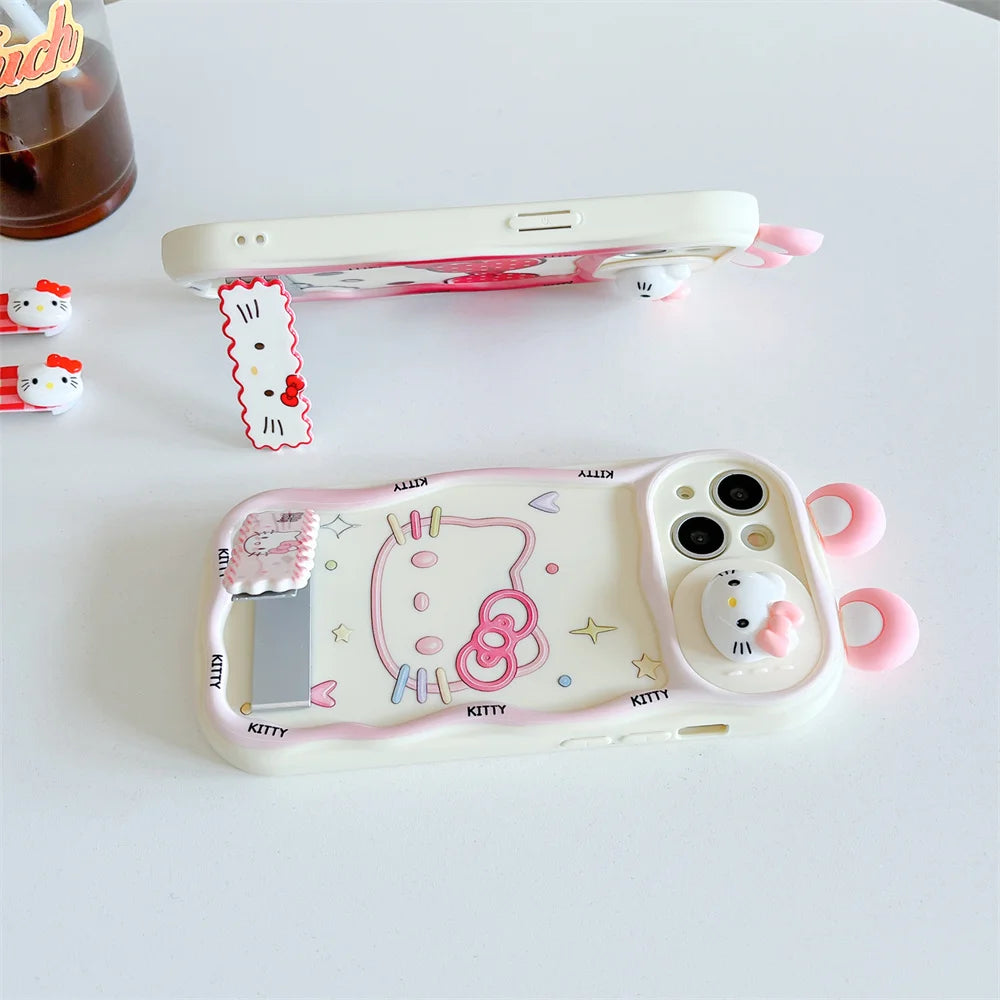 Cute Cartoon Hello Kitty Push-Pull Camera Phone Case for iPhone