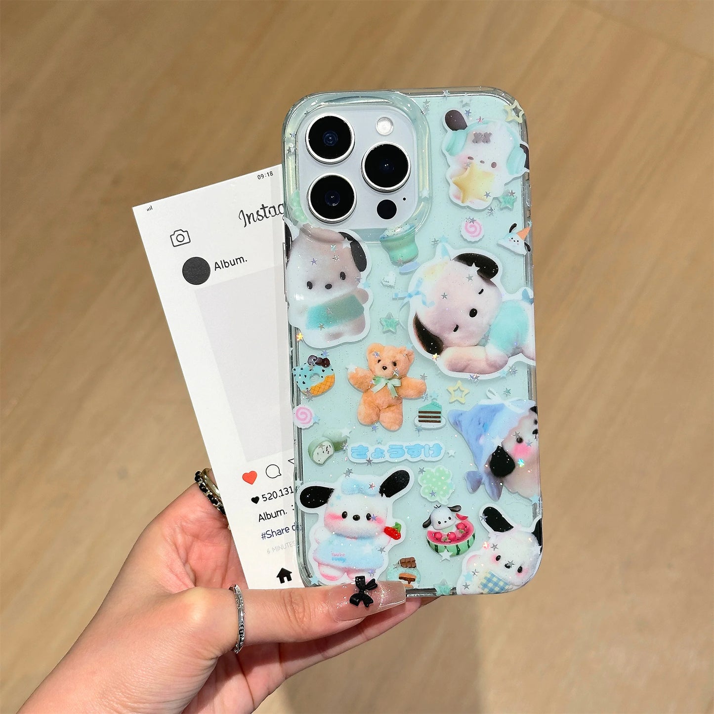Cute Cinnamoroll Sticker series Bling Glitter Phone Case