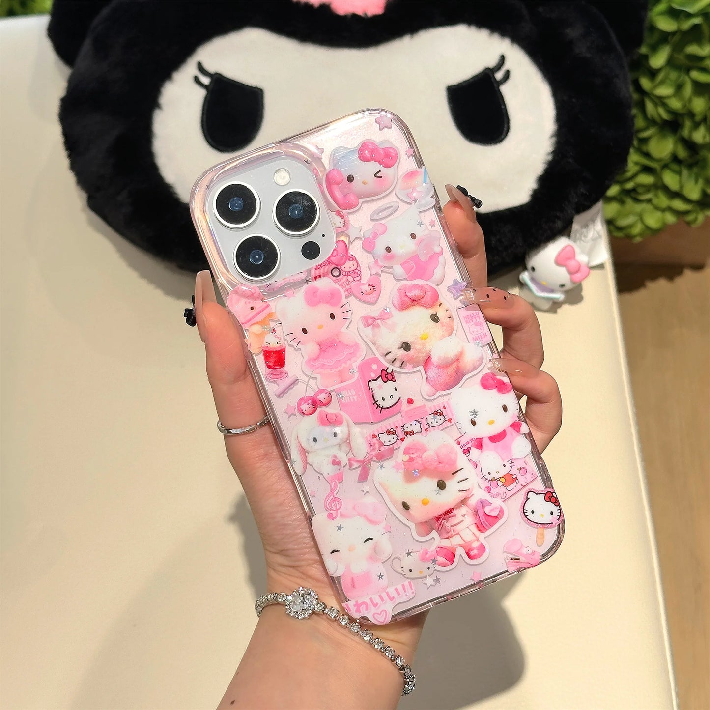 Cute Cinnamoroll Sticker series Bling Glitter Phone Case