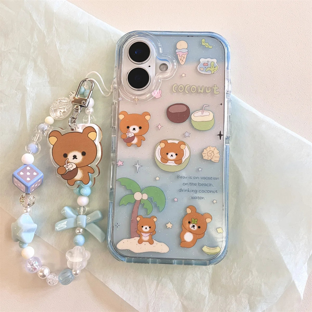 Cute Little Bear On The Blue Coconut Tree Phone Case