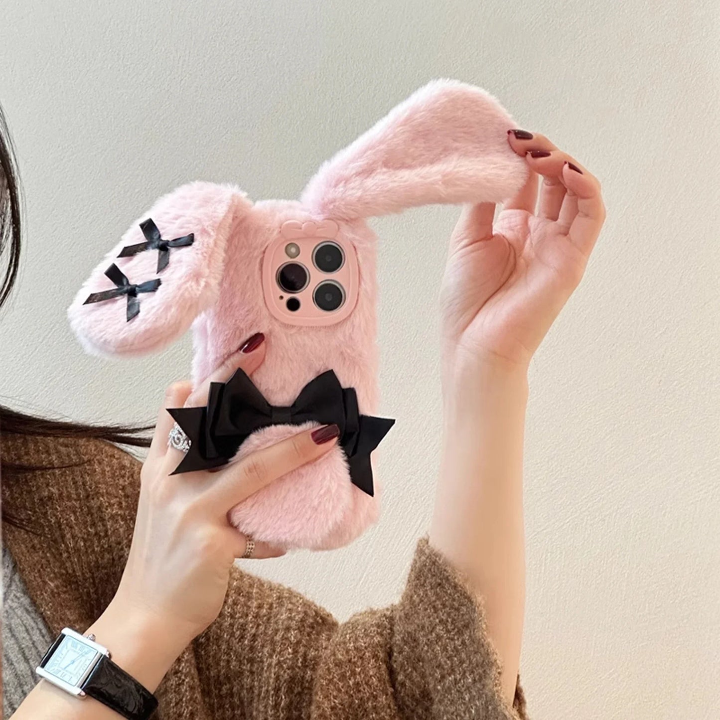 Bow Tie Maid Bunny Plush Phone Case