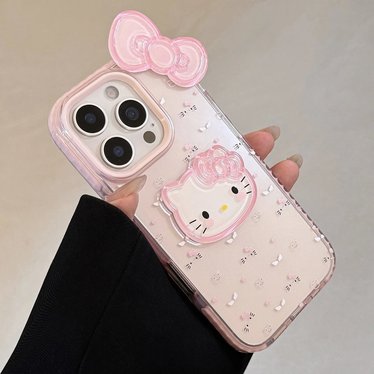 Korean 3D Bowknot Cartoon Hello Kitty Soft Phone Case For iPhone