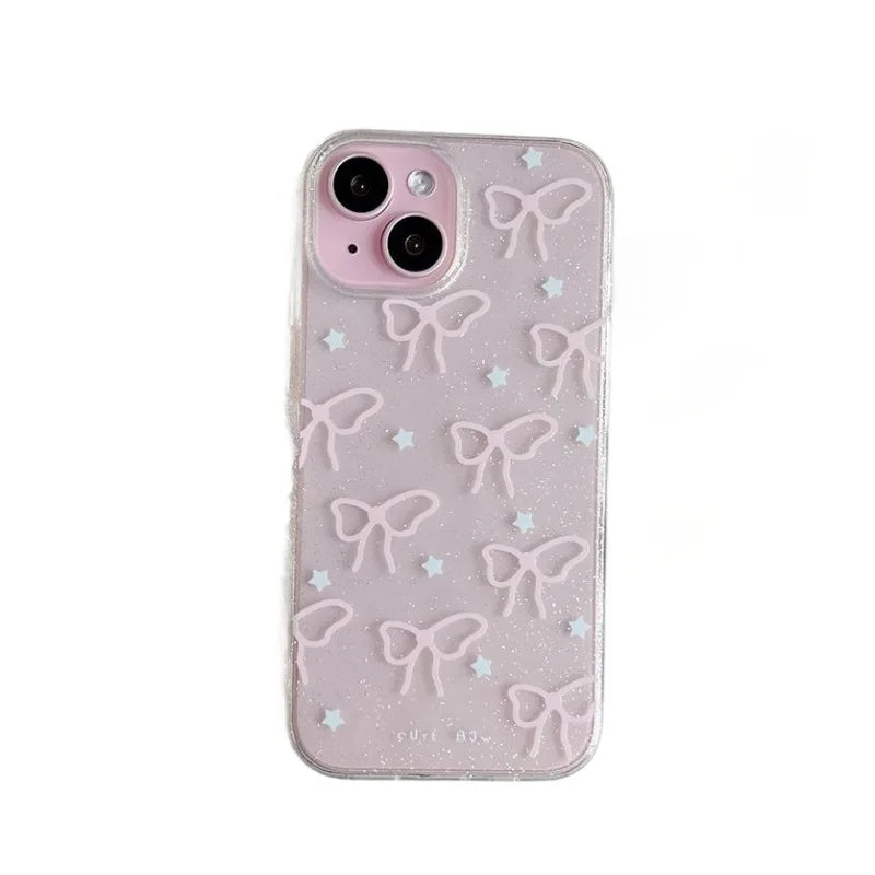 Cute Pink Bow Clear Phone Case