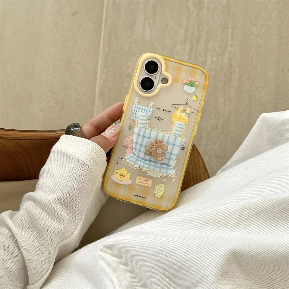 New Cute Cartoon Bear Tote Bag Phone Case