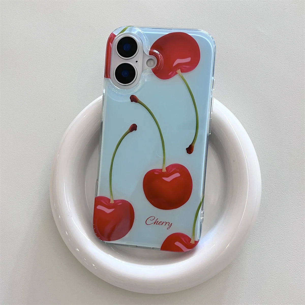 New Fashion Cute Fruit Light Blue Cherry Phone Case