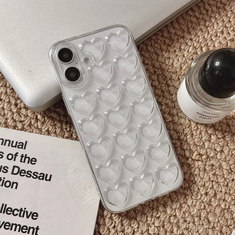 Fashion Transparent Love Heart Soft Silicone Phone Case