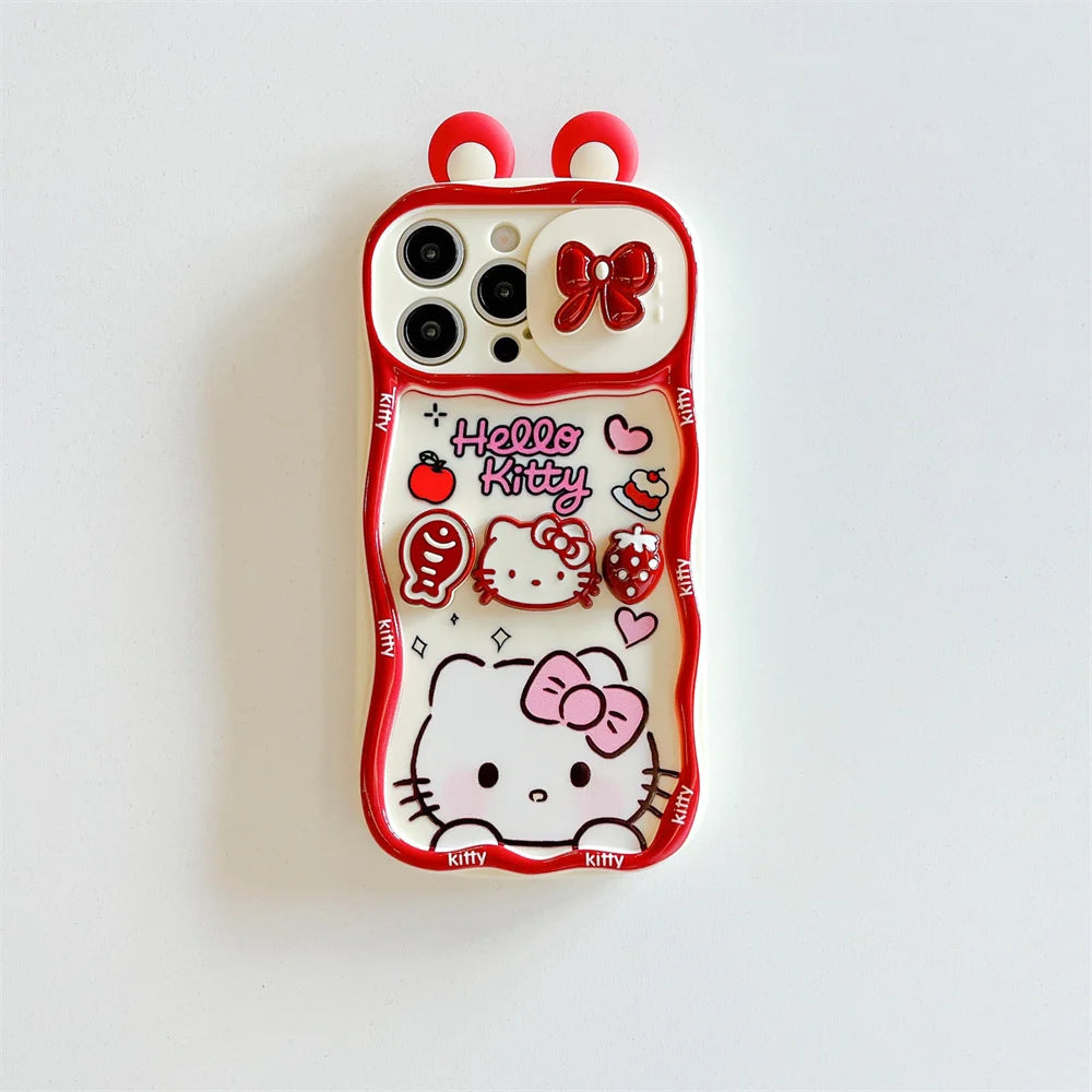 Cute Cartoon Hello Kitty Push Pull Camera Phone Case