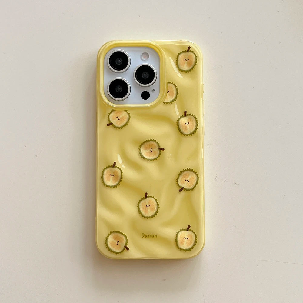 Simple Fruit Durian Avocado Guava Cute Folds Texture Phone Case