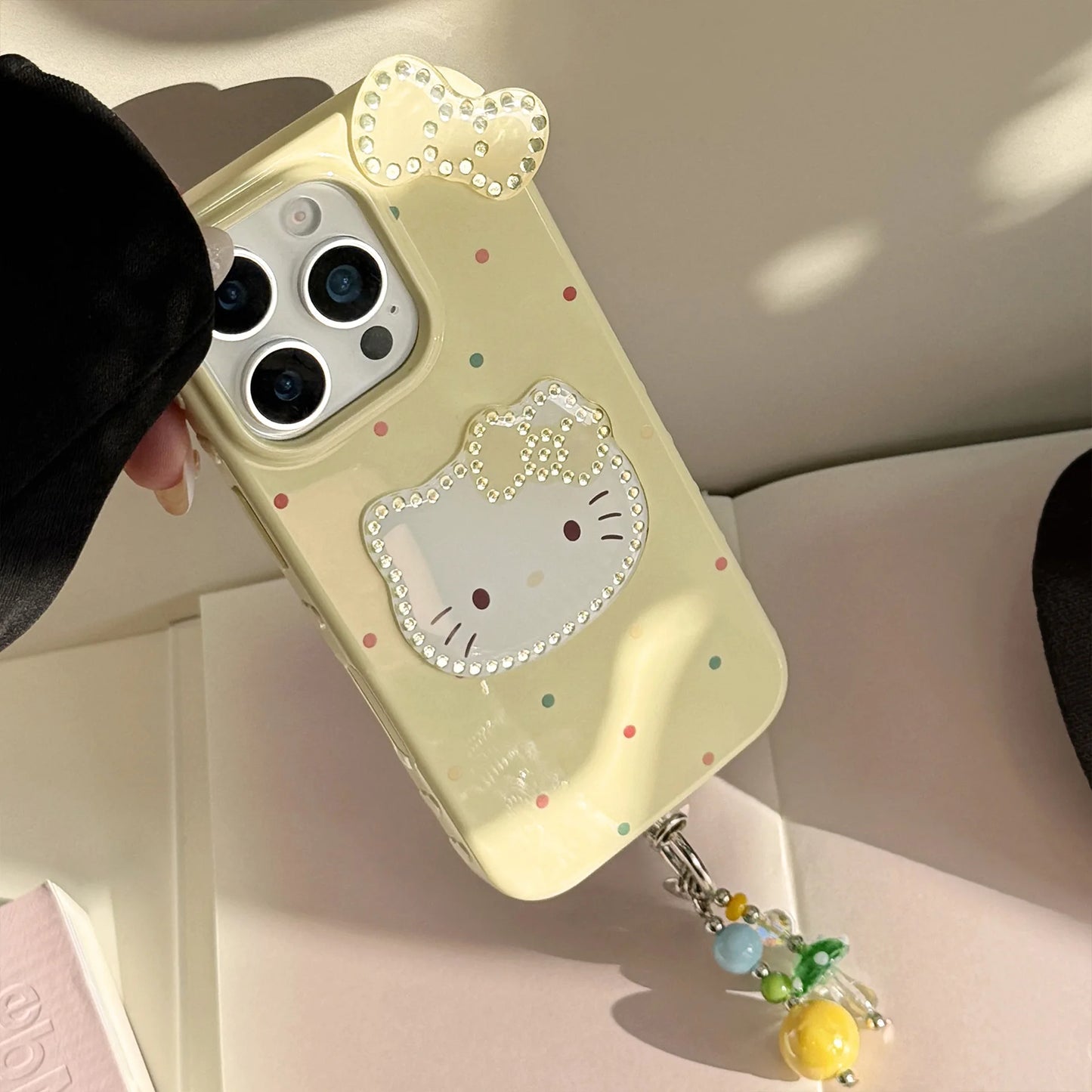 Korean Colorful Wave Point 3D Bowknot Hello Kitty Phone Case For iPhone