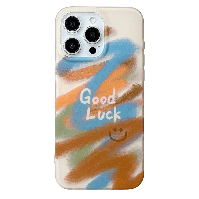 Ins Graffiti Love Heart Smiling Face Pattern Phone Case