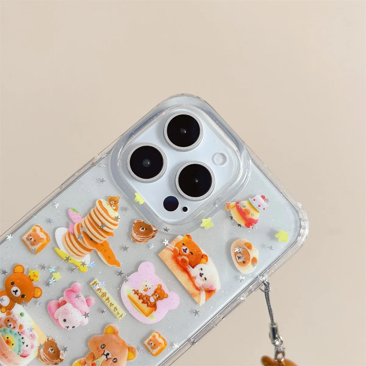 New Cute Cartoon Light Hearted Bear Bell Pendant Phone Case