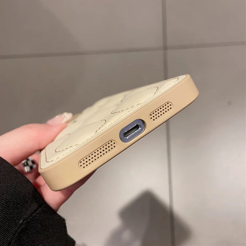 Wave Curve Beige Down Jacket Phone Case
