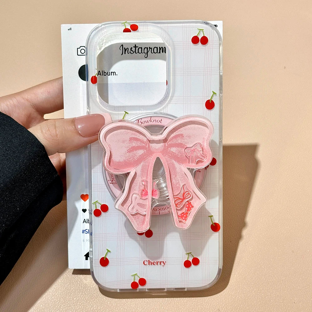 Cute Cherry Bowknot Magnetic Phone Case