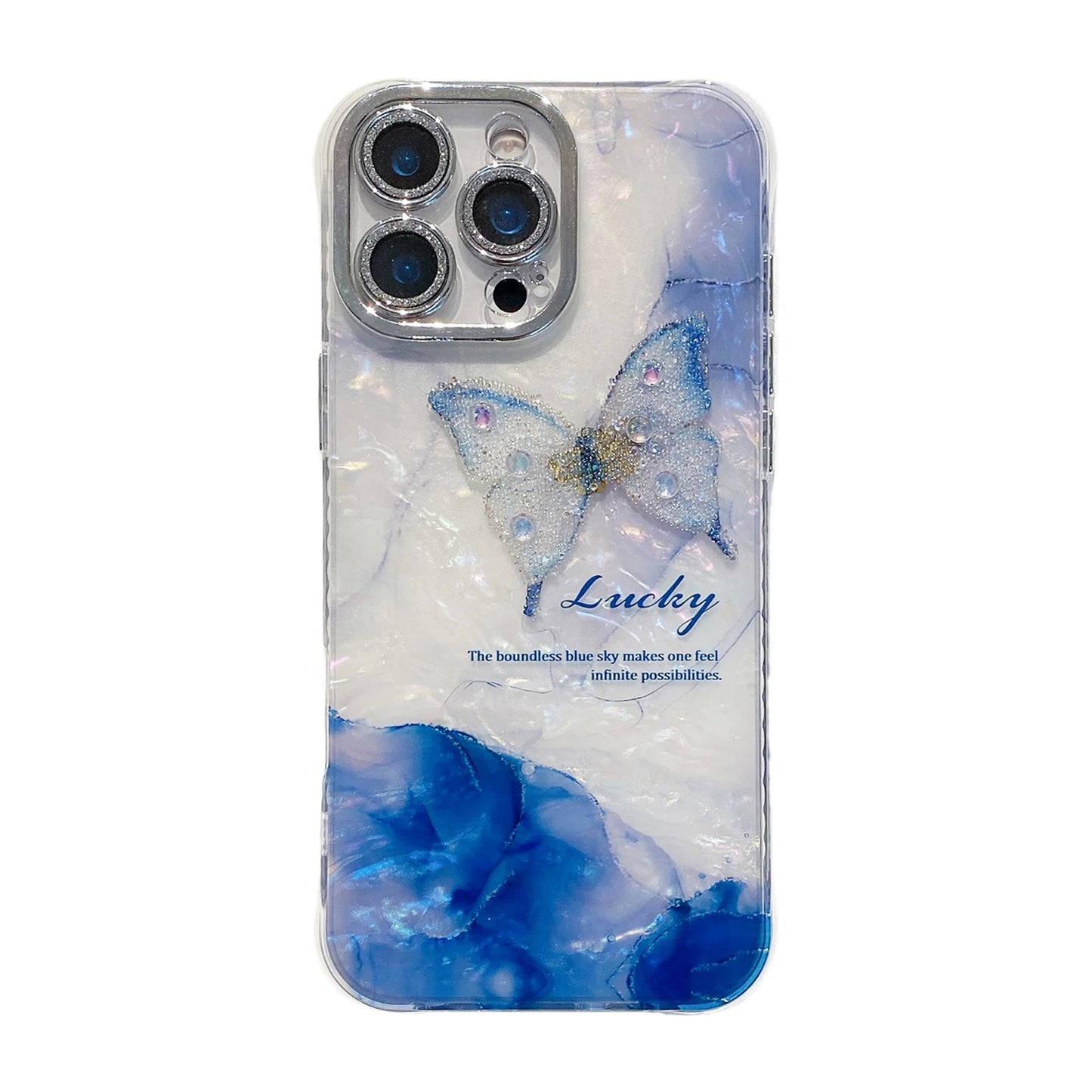 Luxury Butterfly Glitter Clear Conch Shell Phone Case