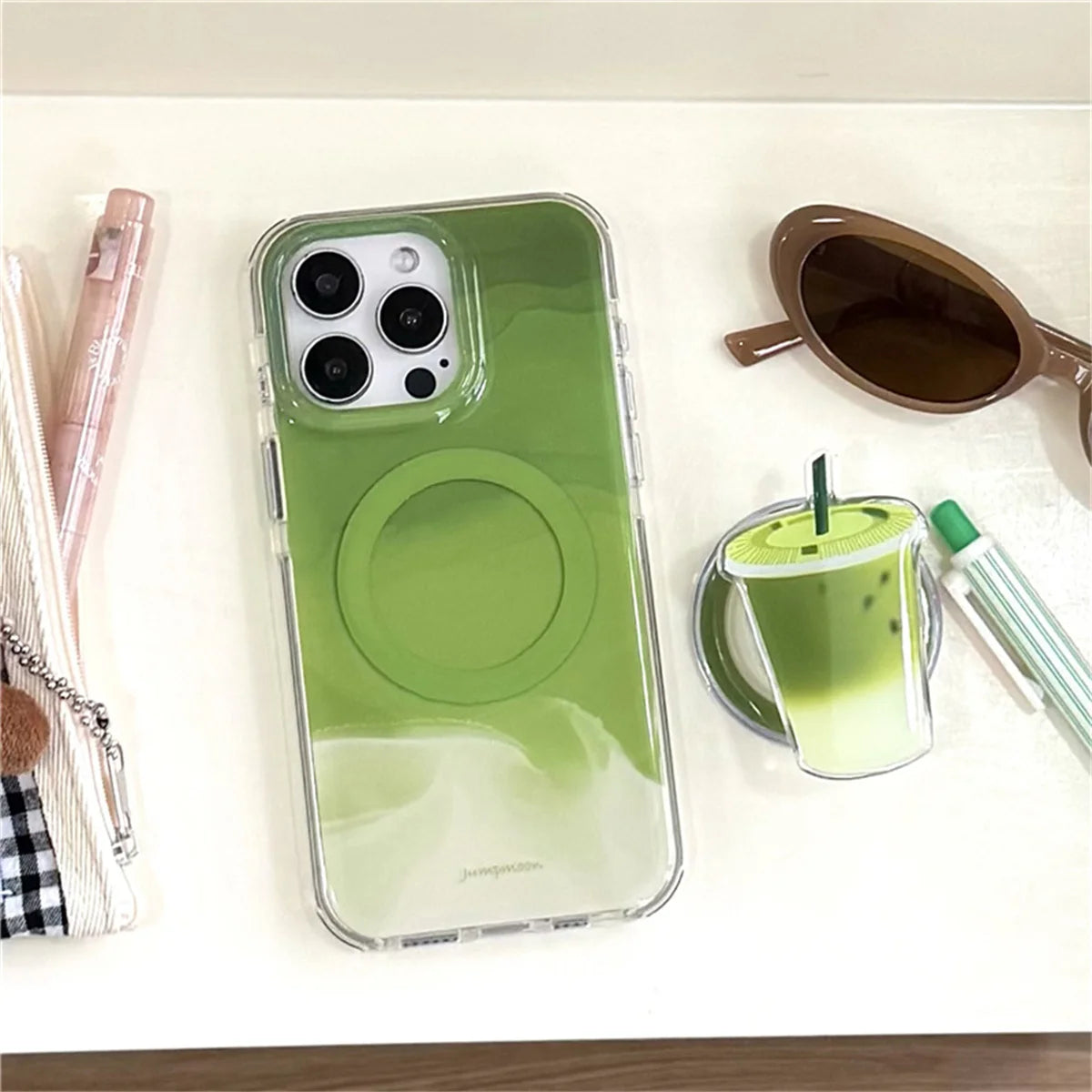 Fashion Matcha Green Color Magnetic Phone Case