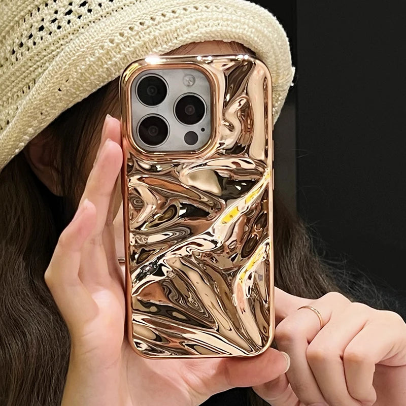 Fashion Plating Gold Wrinkle Meteorite Texture Phone Case