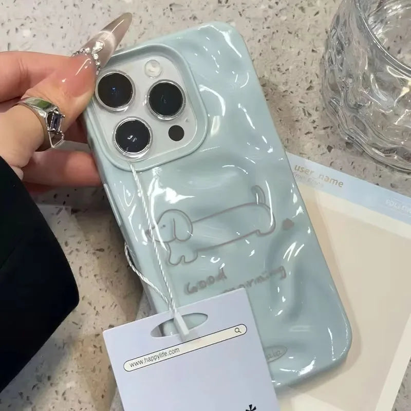 3D Cute Cartoon Cat Telescopic Bracket Soft Silicone Phone Case For iPhone