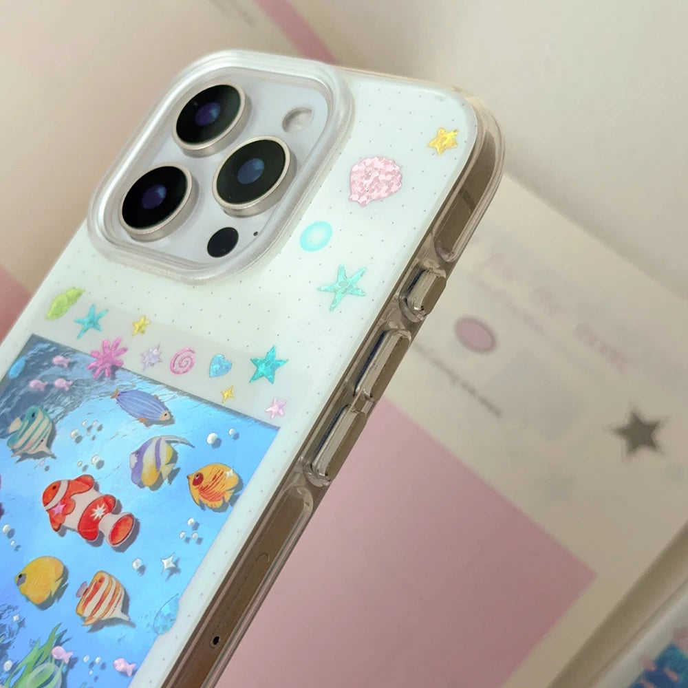 Cute Korean Blue Ocean Red Carp Fish Phone Case