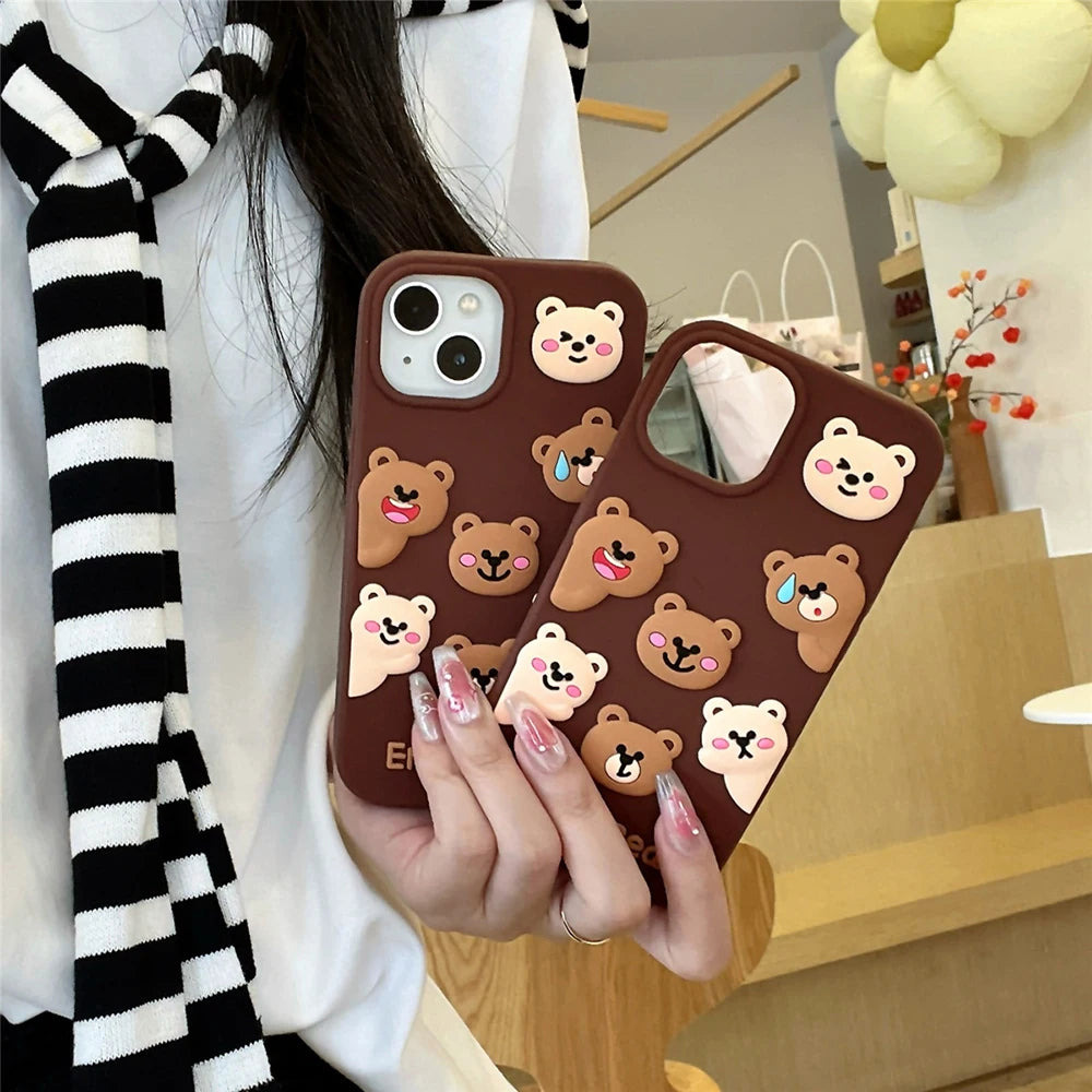Cute Bear Cartoon Animal Silicone Phone Case