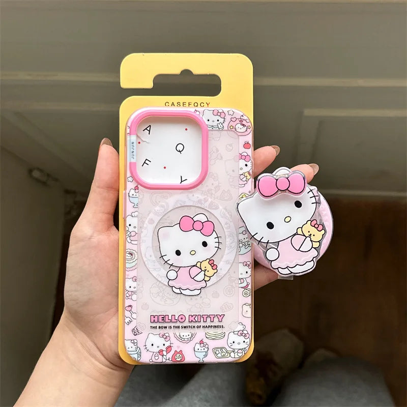 Korean Cute Pink Hello Kitty Magnetic Phone Case For iPhone