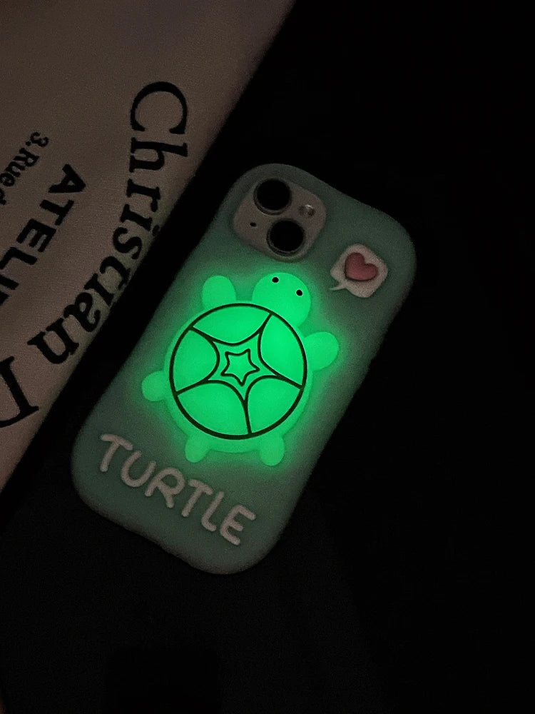 Cartoon Cute Luminous Turtle Kickstand Soft Silicone Case For iPhone