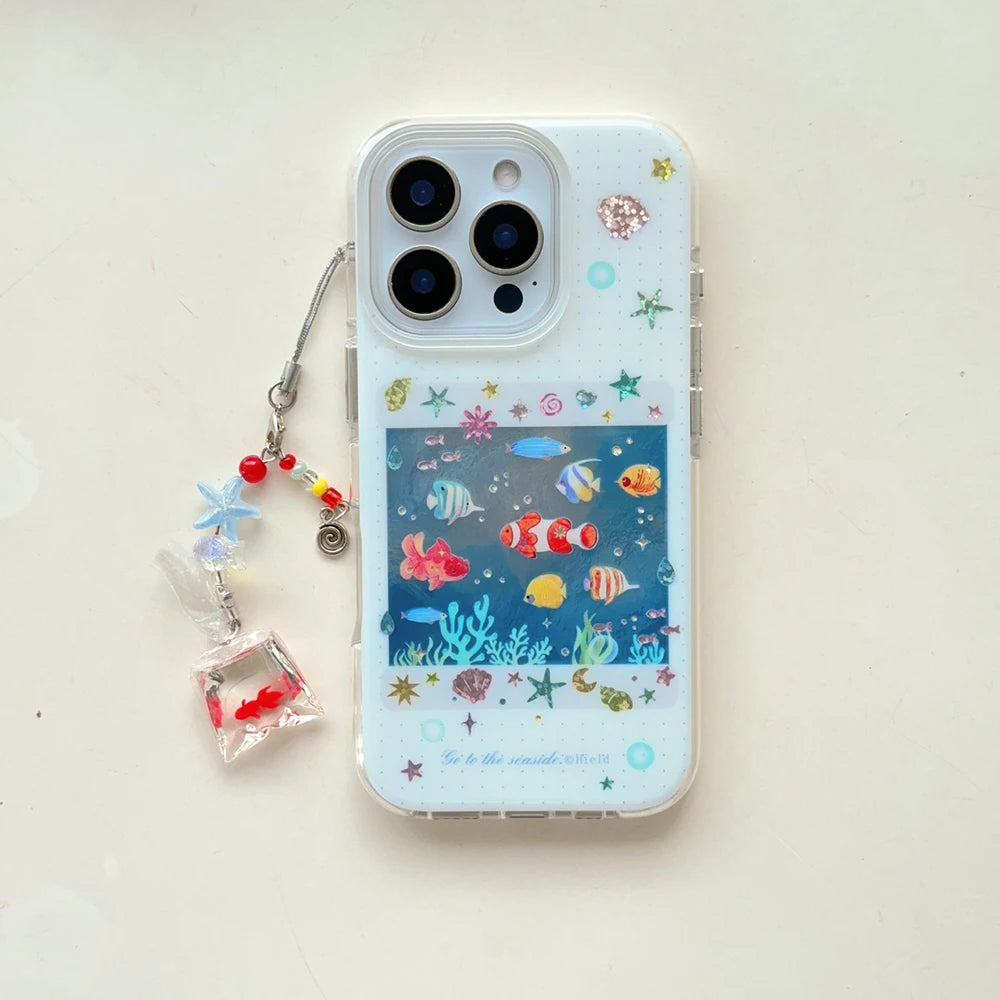 Cute Korean Blue Ocean Red Carp Fish Phone Case