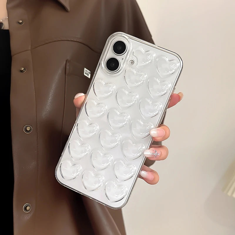 Fashion Transparent Love Heart Soft Silicone Phone Case