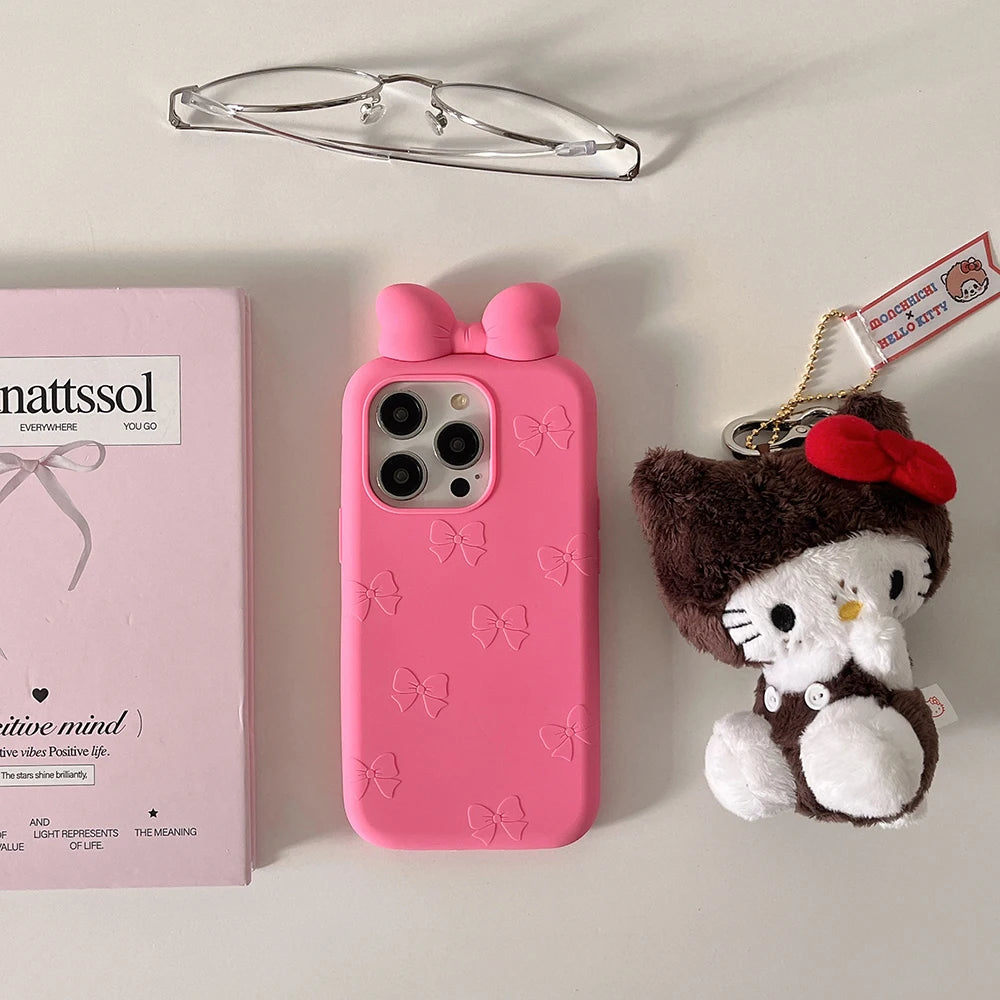 Cute Bowknot Cartoon Tie Silicone Phone Case