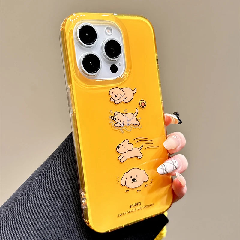 Lovely Cute Four Dogs Yellow Phone Case