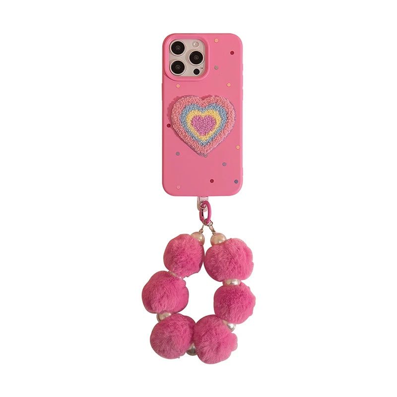 Rose Plush Love Heart Phone Case