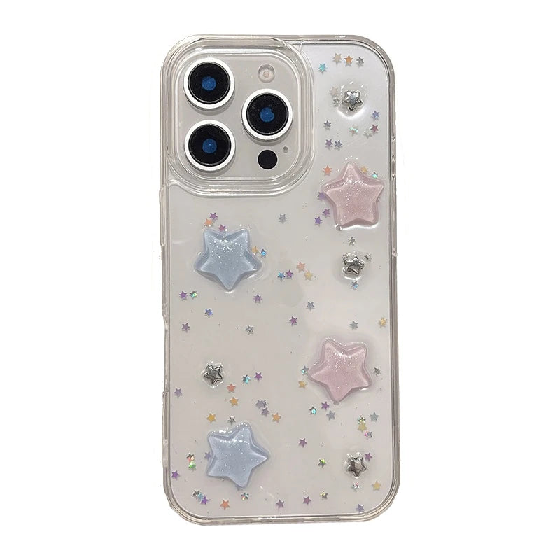 Lovely Colorful 3D Star Bling Glitter Phone Case For iPhone