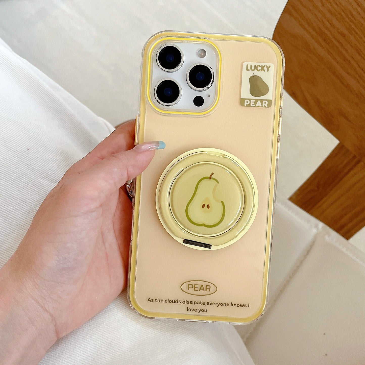 Cute Cartoon Peach Avocado Rotating Bracket Phone Case