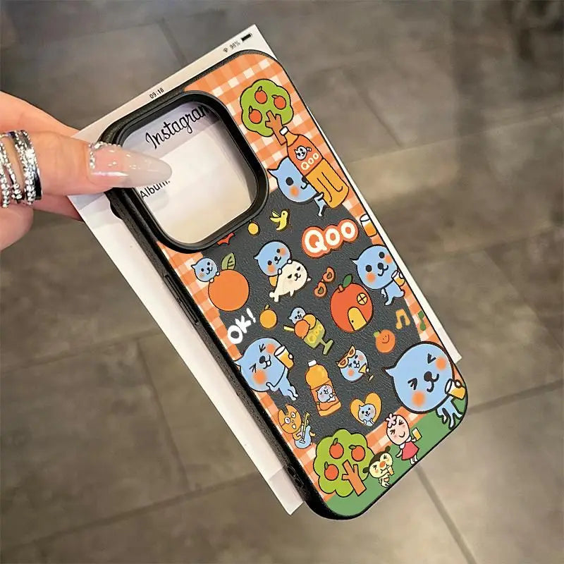 Kawaii Cartoon Imitation Leather Phone Case
