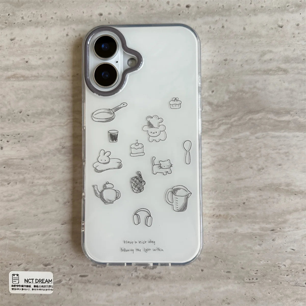 Grey Frame Line Drawing With Star Wrist Chain Chic Phone Case